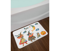 Pumpkin Crescent Cat Bath Mat