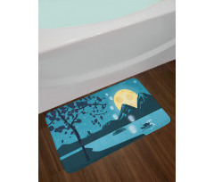 Night Landscape Moon Bath Mat