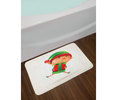 Little Boy Holding a Present Bath Mat