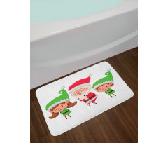 Young Girl and Boy Santa Claus Bath Mat