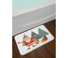 Santa Claus Little Man Presents Bath Mat