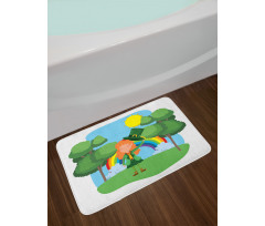 Young Girl Sun and a Rainbow Bath Mat