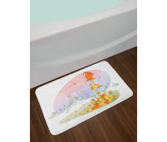 Floral Nest of Birds Bath Mat