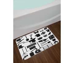 Monochrome Garden Items Bath Mat