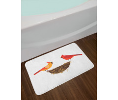 Red Cardinals Couple Nest Bath Mat