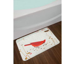 Red Cardinal in Autumn Bath Mat