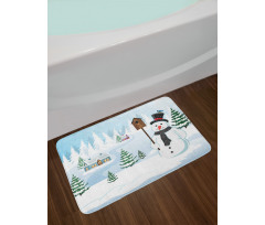 Frosty Holds Nest Graphic Bath Mat