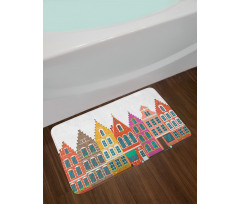 European Colorful Houses Bath Mat