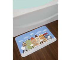 Winter Time Dutch Houses Bath Mat