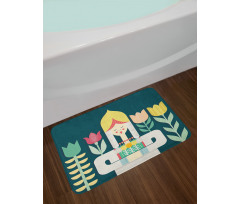 Dutch Girl and Flowers Bath Mat