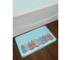 Snowy Town in Holland Bath Mat