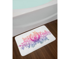 Lily Flowers and Crescent Bath Mat