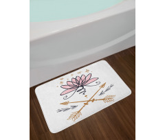 Lotus and Arrows Sketch Bath Mat