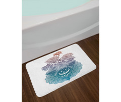 Flowers Moon and Lace Motif Bath Mat