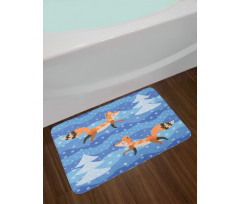 Winter Snowing Tree and Animal Bath Mat