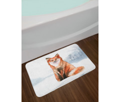 Fine Art Winter Animal Painting Bath Mat