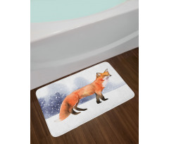 Side View Painting Snow Animal Bath Mat