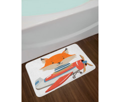 Funny Animal in Little Airplane Bath Mat