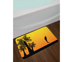 Ombre Sunset Palms Dolphin Bath Mat