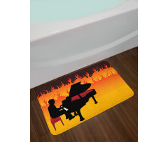 Pianist Man Playing on Flames Bath Mat