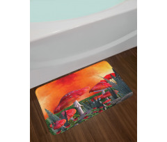Clouds Leaves Poppies Bath Mat