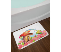 Mushroom House in Garden Bath Mat