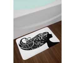 Woman with Floral Hair Bath Mat