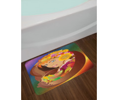 Floral Leafy and Fruits Hair Bath Mat