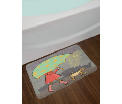 Lady Walking with Dog Bath Mat