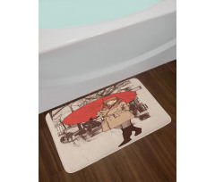 Lady Walking in Paris Bath Mat