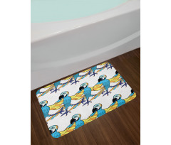 Tropic Colorful Parrots Bath Mat