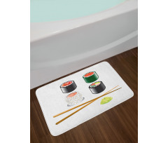 Japan Sushi and Chopsticks Bath Mat