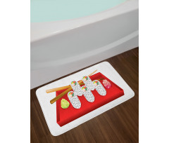 Japan California Rolls Plate Bath Mat