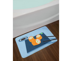 Colorful Doodle Sushi Plate Bath Mat