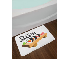 Sushi Wooden Folk Food Plate Bath Mat