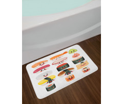 Funny Cartoon Sushi Bath Mat