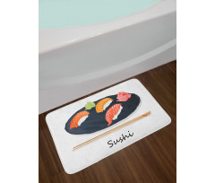 Sushi Text and Japan Plate Bath Mat