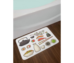 Japan Teapot Sakura Sushi Bath Mat