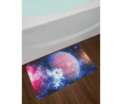 Vivid Nebula and Planet Art Bath Mat