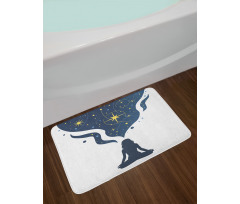 Woman Yoga with Starry Smoke Bath Mat