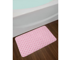 Pinkish Flowers in Hexagons Bath Mat