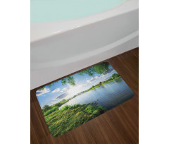 Calm River in Summer Bath Mat