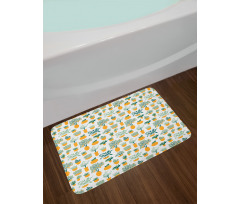 Tropical Blossom in Pots Bath Mat