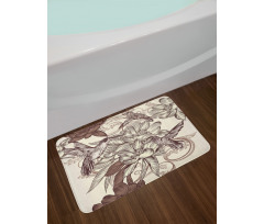 Bird Flowers Pattern Bath Mat