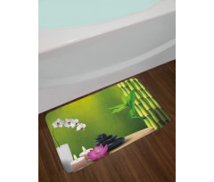 Bamboo Flower Orchid Stone Bath Mat