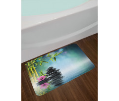 Hibiscus Bamboo on Water Bath Mat