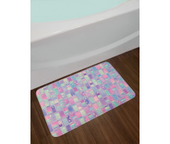 Pastel Tone Abstract Squares Bath Mat