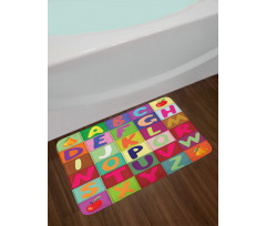 ABC and Fruits Squares Bath Mat