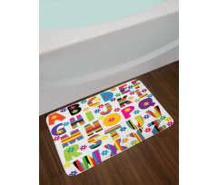 Floral Educational Letters Bath Mat