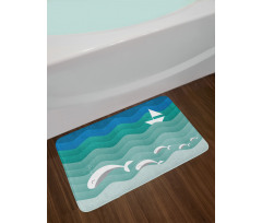 Nautical Paper Boat Bath Mat